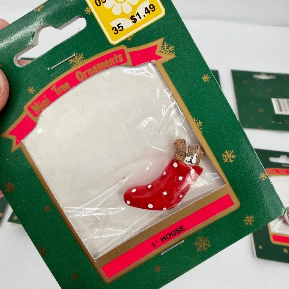 VTG Franks Miniatures Christmas Holiday Resin Wood Charms Crafting Set of 10